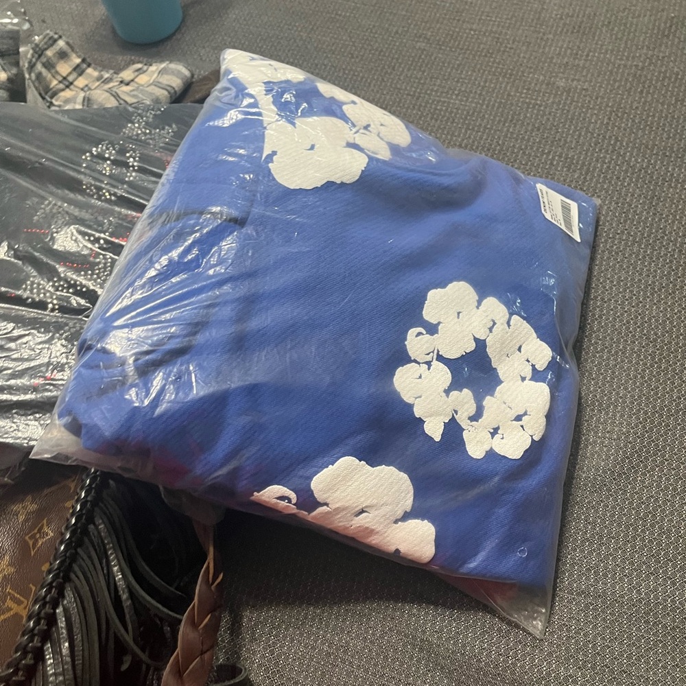 Blue denim tear hoodie